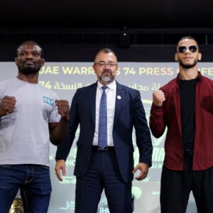 UAE Warriors 74 press conference face-off 8 in Abu Dhabi