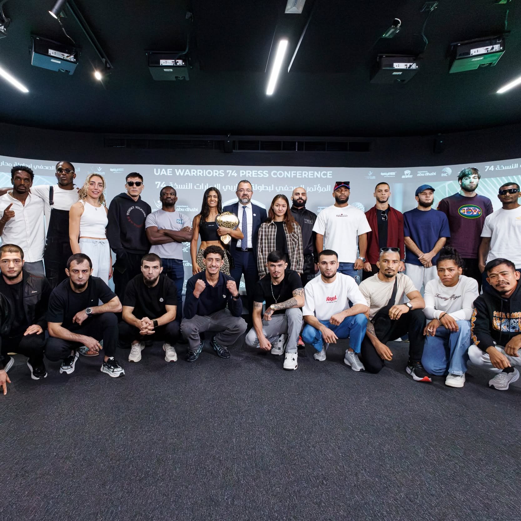 UAE Warriors 74 fighters group photo at the press conference in Abu Dhabi